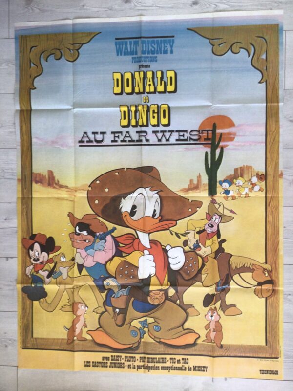 Affiche originale de cinéma Donald et Dingo au far west