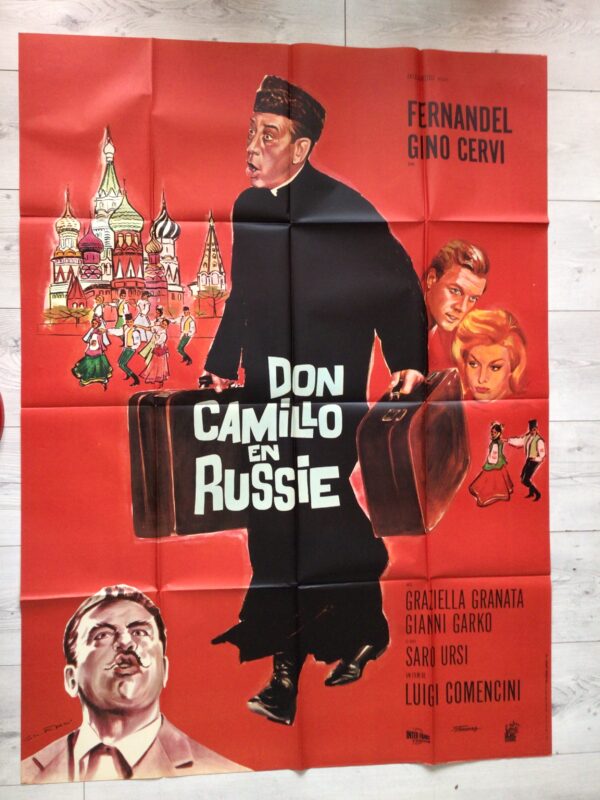 Affiche originale de cinéma Don Camillo en Russie