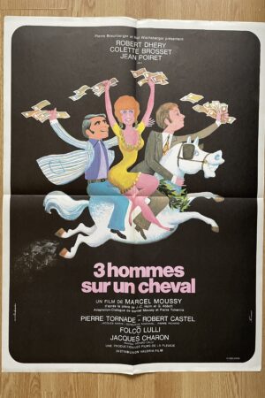 Affiche originale de cinéma 3 hommes sur un cheval