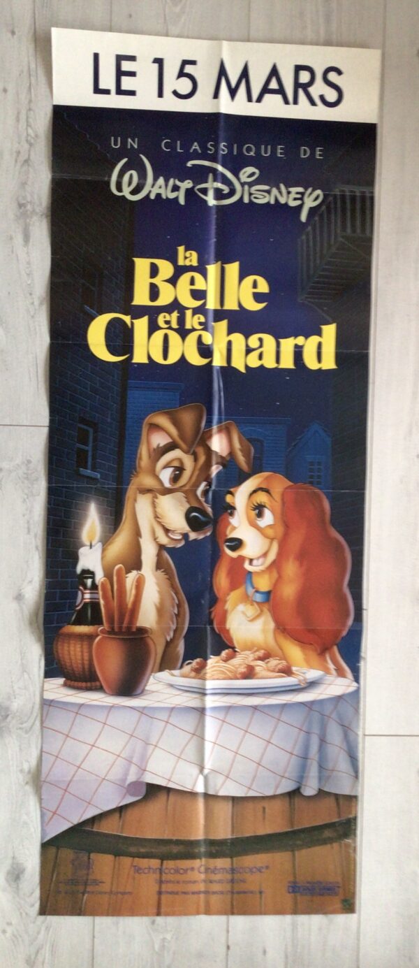 Affiche originale de cinéma, format pantalon La belle et le clochard