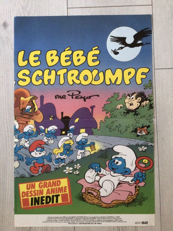 Affiche originale de cinéma Le bébé schtroumpf