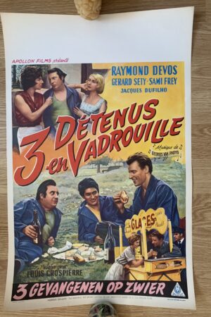 Affiche originale de cinéma 3 détenus en vadrouille